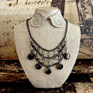 CHARMING CHARLIE Elegant Black and Silver Necklace EUC